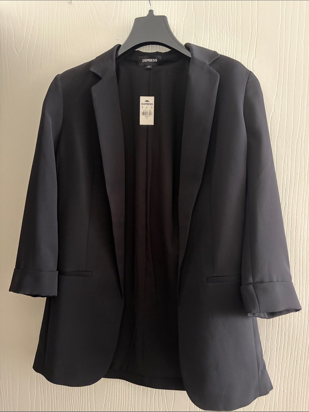Express Women's Black 3/4 Sleeve Open-Front Blazer